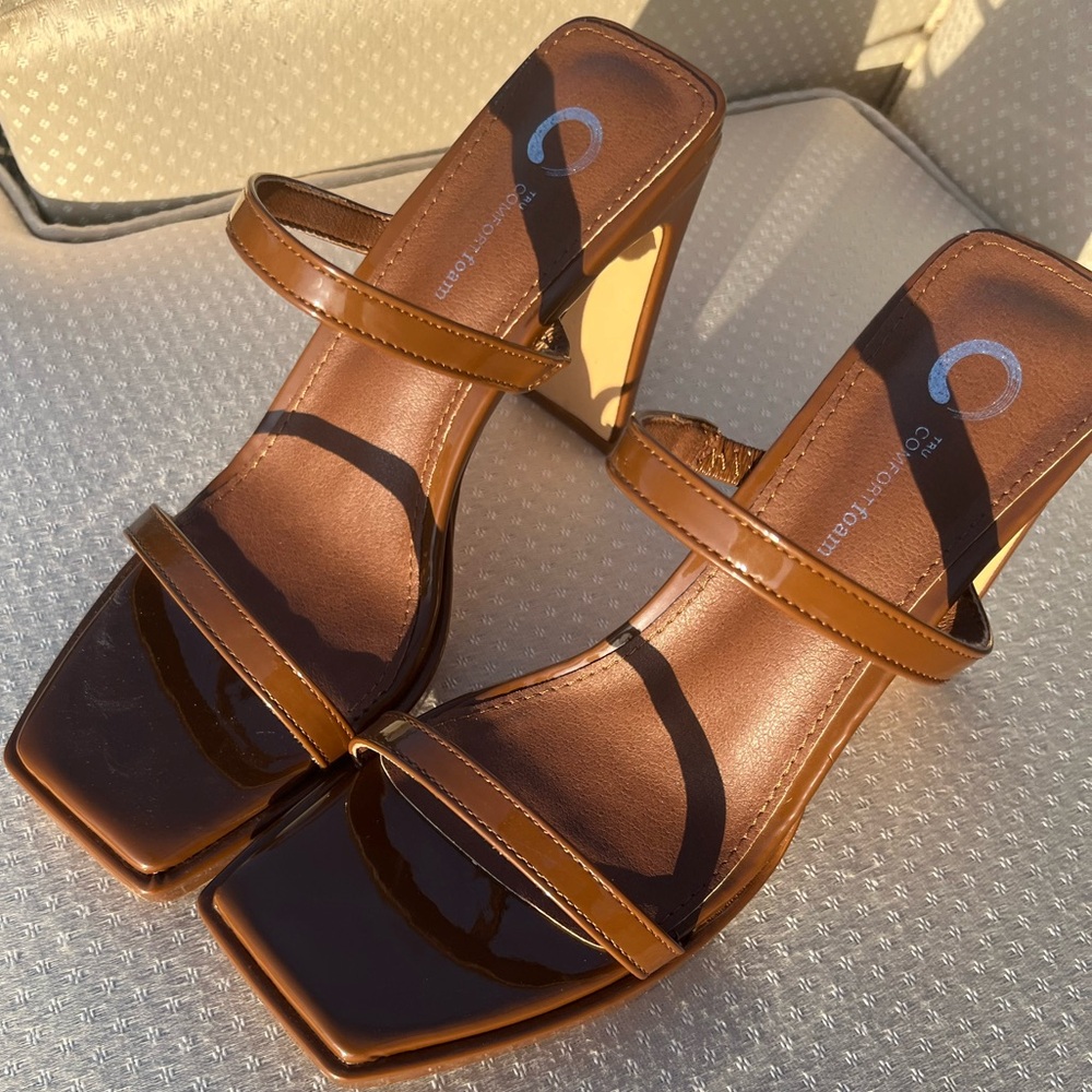 Brown Strappy Open Toe Heels